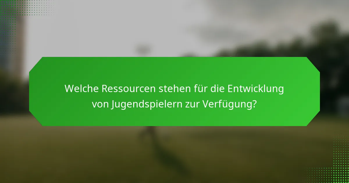Welche Ressourcen stehen für die Entwicklung von Jugendspielern zur Verfügung?